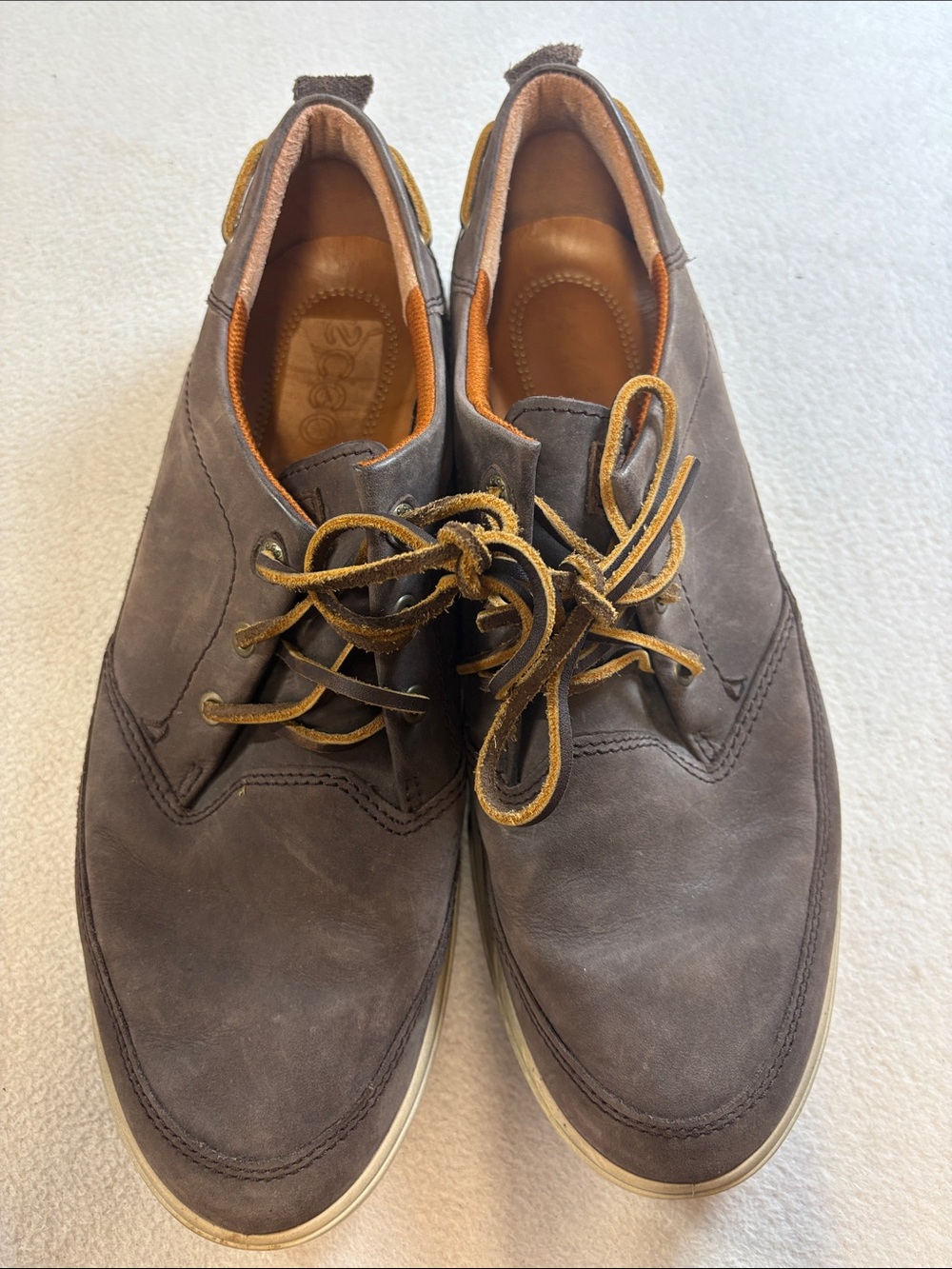 Ecco Men's shoes in Charcoal Brown with Tan Accents